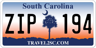 SC license plate ZIP194