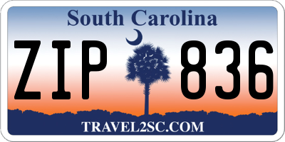 SC license plate ZIP836