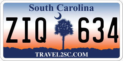 SC license plate ZIQ634