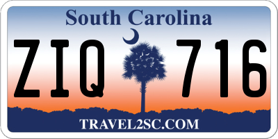 SC license plate ZIQ716