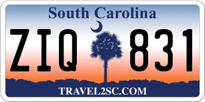 SC license plate ZIQ831