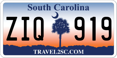 SC license plate ZIQ919