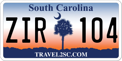 SC license plate ZIR104
