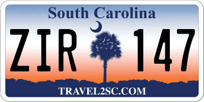 SC license plate ZIR147