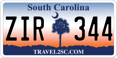 SC license plate ZIR344