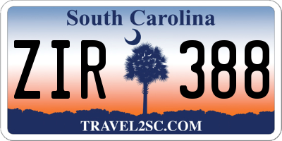 SC license plate ZIR388