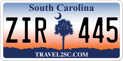 SC license plate ZIR445