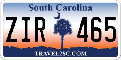 SC license plate ZIR465