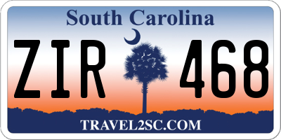 SC license plate ZIR468