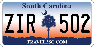 SC license plate ZIR502