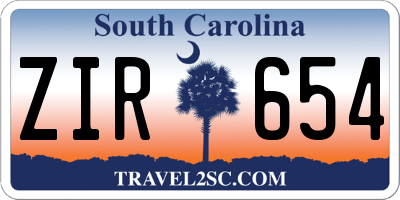 SC license plate ZIR654