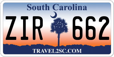 SC license plate ZIR662