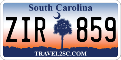 SC license plate ZIR859