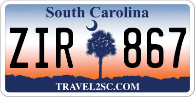 SC license plate ZIR867