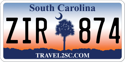 SC license plate ZIR874