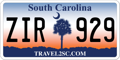 SC license plate ZIR929