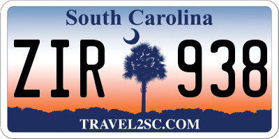 SC license plate ZIR938