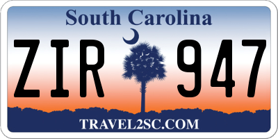 SC license plate ZIR947