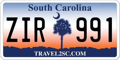SC license plate ZIR991