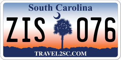 SC license plate ZIS076