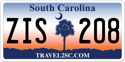 SC license plate ZIS208