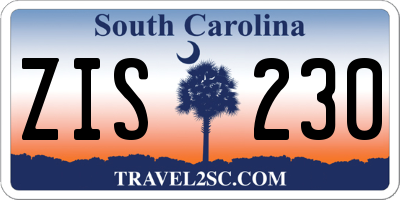 SC license plate ZIS230
