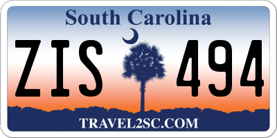 SC license plate ZIS494