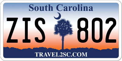 SC license plate ZIS802