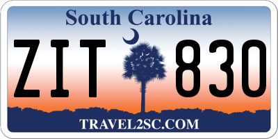 SC license plate ZIT830
