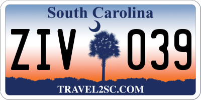 SC license plate ZIV039