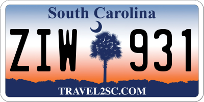 SC license plate ZIW931