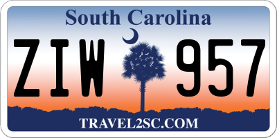 SC license plate ZIW957