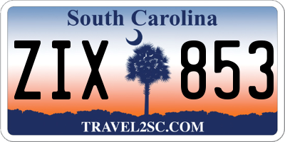 SC license plate ZIX853