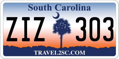 SC license plate ZIZ303