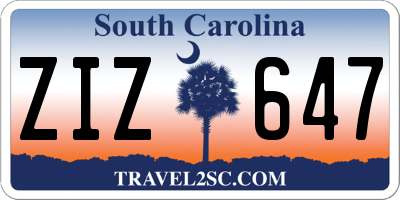 SC license plate ZIZ647