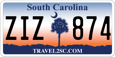 SC license plate ZIZ874