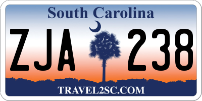 SC license plate ZJA238