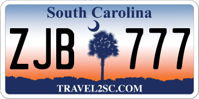 SC license plate ZJB777