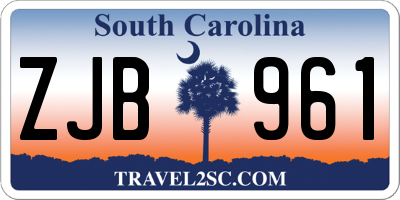 SC license plate ZJB961