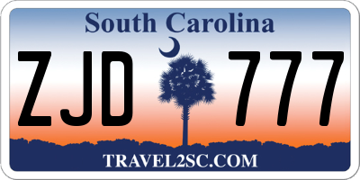 SC license plate ZJD777
