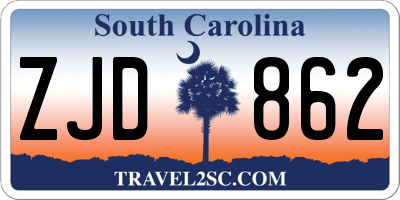 SC license plate ZJD862