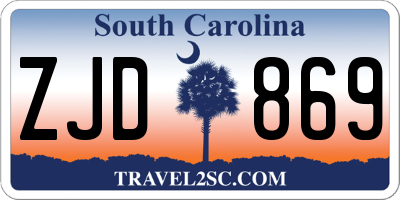 SC license plate ZJD869