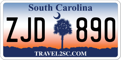 SC license plate ZJD890