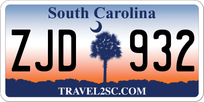 SC license plate ZJD932