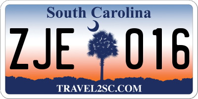 SC license plate ZJE016