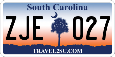 SC license plate ZJE027