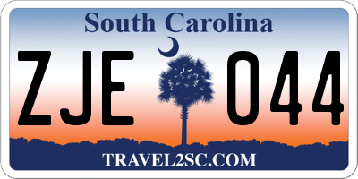 SC license plate ZJE044