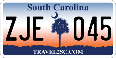 SC license plate ZJE045