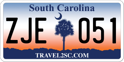 SC license plate ZJE051