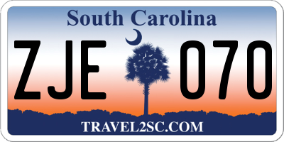 SC license plate ZJE070